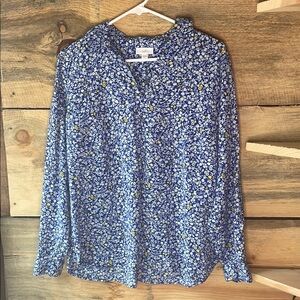 J. Jill Blue Floral Blouse